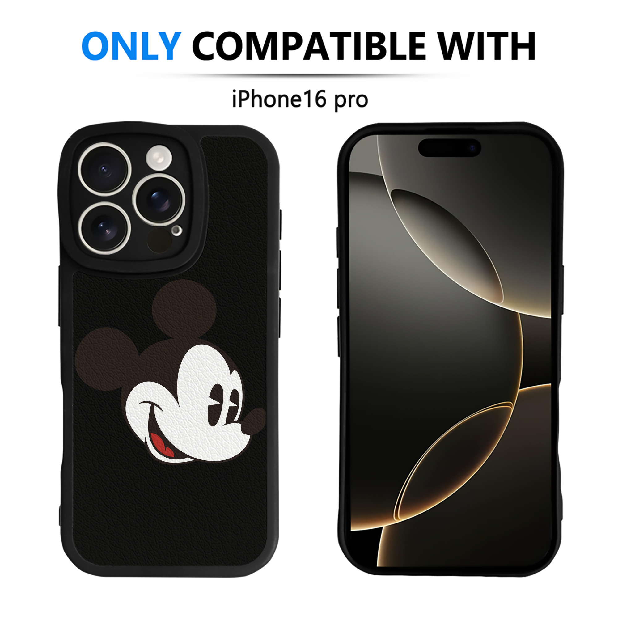 （画像用） ミッキーマウス Mickey Mouse 【iPhone 16シリーズ対応】シリコンスマホケース（レザー調） 材質：シリコン